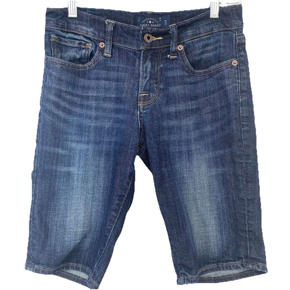 Lucky Brand Bermuda Denim Shorts Woman 0/25 Blue Fade Pockets Low Rise 10"